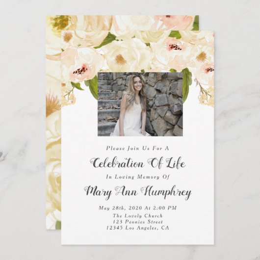 Viering van het leven - uitvindingen , begrafenis kaart (Voorkant / Achterkant)