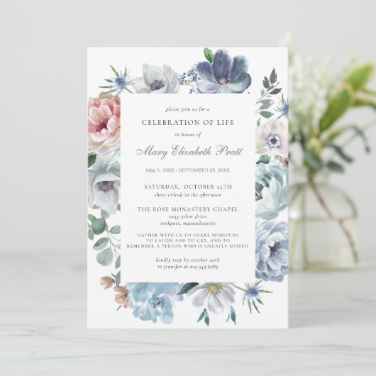 Viering van het leven van de blauwe bosbouw kaart (Staand voorkant)