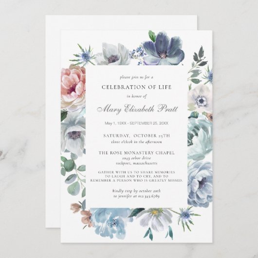 Viering van het leven van de blauwe bosbouw kaart (Voorkant / Achterkant)