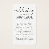 Viering van het leven van de naam Foto Begrafenisg Visitekaartje (Achterkant)