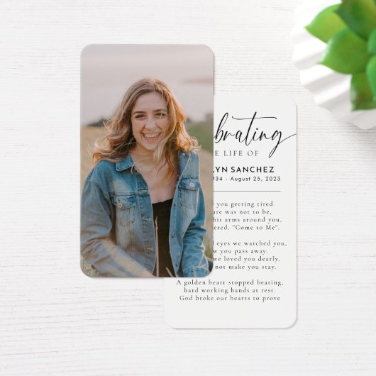 Viering van het leven van de naam Foto Begrafenisg Visitekaartje (Bureau)