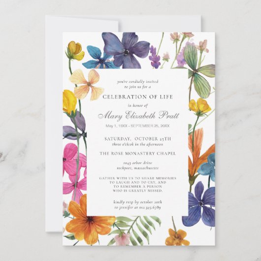 Viering van het leven van de Stusty Boho Summer Fl Kaart (Voorkant)