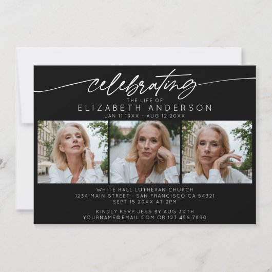 Viering van het leven van fotocollage begrafenis kaart (Voorkant)