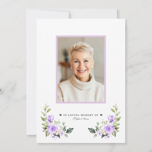 Viering van het leven Vervaagde bloemen Foto Memor Kaart (Achterkant)