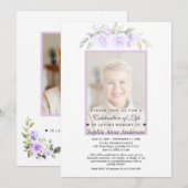 Viering van het leven Vervaagde bloemen Foto Memor Kaart (Voorkant / Achterkant)