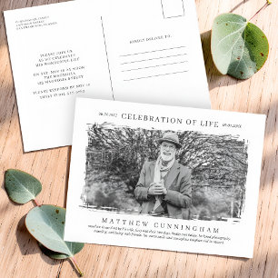 Viering van het leven voor hem Modern Eenvoudig Fo Uitnodiging Briefkaart