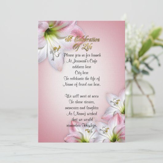 Viering van het leven waterverf amaryllis kaart (Staand voorkant)