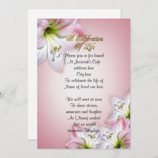 Viering van het leven waterverf amaryllis kaart (Voorkant / Achterkant)