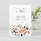 Viering van het leven Waterverf Bloemenbegrafenis Kaart (Staand voorkant)