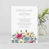 Viering van het leven Waterverf Bloemenbegrafenis Kaart (Staand voorkant)