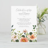 Viering van het leven Waterverf Bloemenbegrafenis Kaart (Staand voorkant)