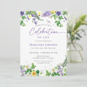 Viering van het leven Waterverf Bloemenbegrafenis Kaart (Staand voorkant)