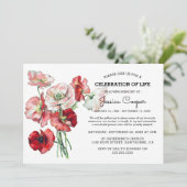 Viering van het leven | Waterverf Red Poppy Funera Kaart (Staand voorkant)