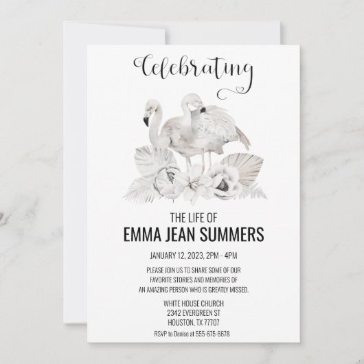 Viering van het leven White Flamingo Boho Tropical Kaart (Voorkant)