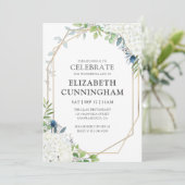 Viering van het leven White Floral Geometric Woods Kaart (Staand voorkant)