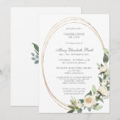 Viering van het leven White Rose Greenery Kaart (Voorkant / Achterkant)