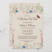 Viering van het leven Wildflower & Vlinder Kaart (Voorkant / Achterkant)