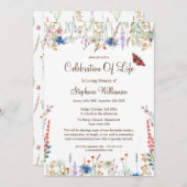 Viering van het leven Wildflower & Vlinder Kaart (Voorkant / Achterkant)