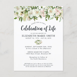 Viering van het leven Witte Bloemen Begrafenis Mem Briefkaart