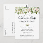 Viering van het leven Witte Bloemen Begrafenis Mem Briefkaart (Voorkant / Achterkant)