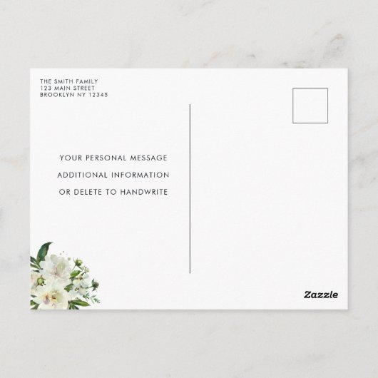 Viering van het leven Witte Bloemen Begrafenis Mem Briefkaart (Achterkant)