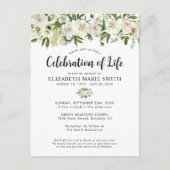 Viering van het leven Witte Bloemen Begrafenis Mem Briefkaart (Voorkant)