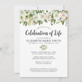 Viering van het leven Witte Bloemen Begrafenis Mem Kaart (Voorkant)