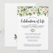 Viering van het leven Witte Bloemen Begrafenis Mem Kaart (Voorkant / Achterkant)