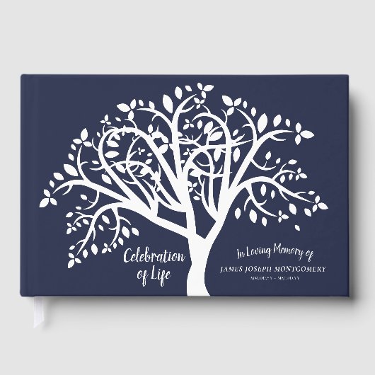 Viering van het leven Witte Boom gepersonaliseerd Gastenboek (Voorkant)