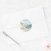 Viering Van Het Leven Witte Duif Op Het Strand Ronde Sticker (Envelop)