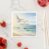 Viering Van Het Leven Witte Duif Op Het Strand Servet (Insitu)