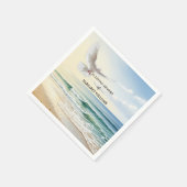 Viering Van Het Leven Witte Duif Op Het Strand Servet (Hoek)