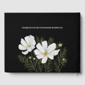 Viering van het leven Witte Kosmos Bloemen Schilde Gastenboek (Achterkant)