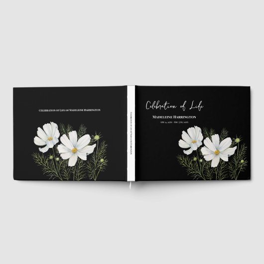 Viering van het leven Witte Kosmos Bloemen Schilde Gastenboek (Volledig)