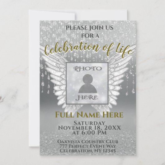 Viering van het leven - Zilver en Gold Voeg foto t Kaart (Voorkant)