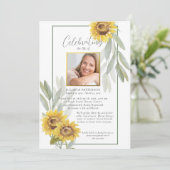 Viering van het leven Zonnebloemen Begrafenisfoto' Kaart (Staand voorkant)