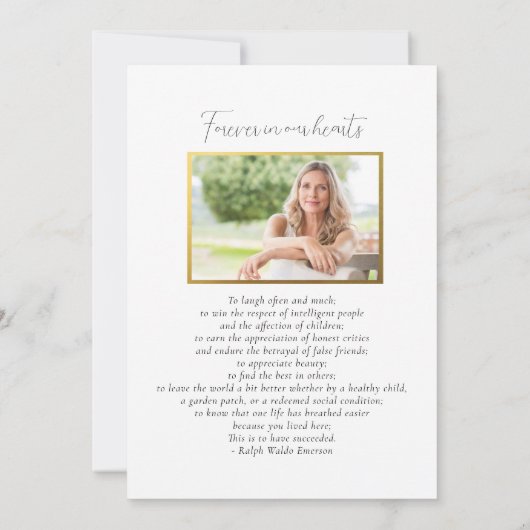 Viering van het leven Zonnebloemen Begrafenisfoto' Kaart (Achterkant)