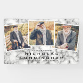 Viering van het Leven Zwart Witte Marmeren Drie Fo Spandoek (Horizontaal)