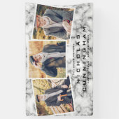 Viering van het Leven Zwart Witte Marmeren Drie Fo Spandoek (Verticaal)