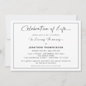 Viering van het leven zwarte grens begrafenis kaart (Voorkant)