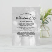 Viering van het Leven | Zwarte rouwfoto-herdenking Kaart (Staand voorkant)