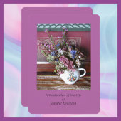 Viering van het Life Invitation, bloemen in Teapot Kaart