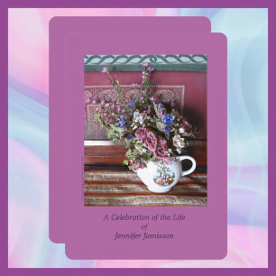 Viering van het Life Invitation, bloemen in Teapot Kaart