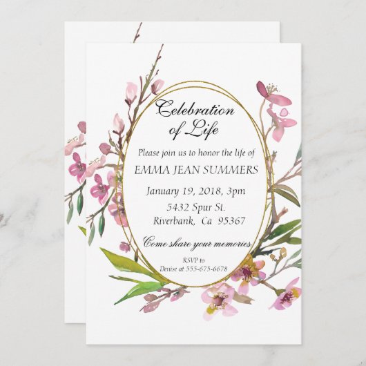 Viering van het Lijst van de bloesems van Life Flo Kaart (Voorkant / Achterkant)