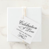 Viering van het Love Black Wedding Monogram Bedankjes Labels (In situ)