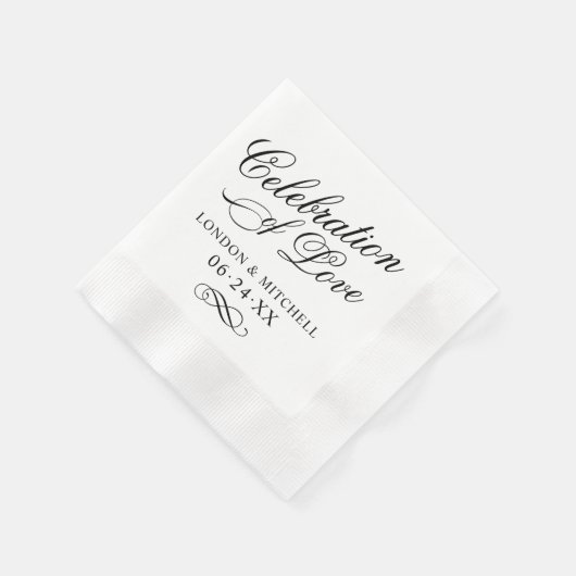 Viering van het Love Black Wedding Monogram Servetten (Hoek)