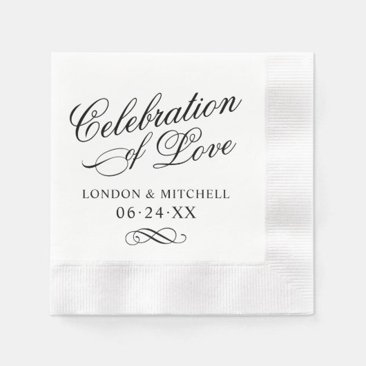 Viering van het Love Black Wedding Monogram Servetten (Voorkant)