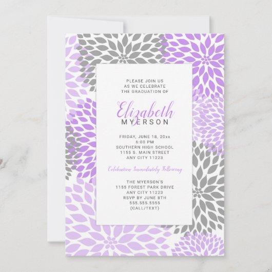 viering van het Paarse Floral Afstuderen Kaart (Voorkant)