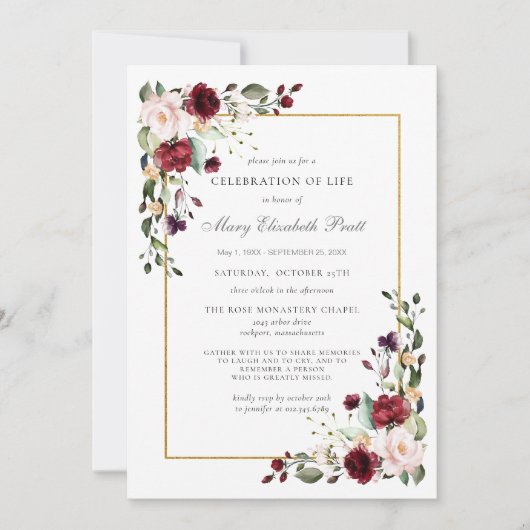 Viering van het Roos van de begrafenis van de begr Kaart (Voorkant)