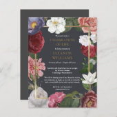 Viering van het Roos van het Leven Floral Funeral Aankondigingskaart (Voorkant / Achterkant)